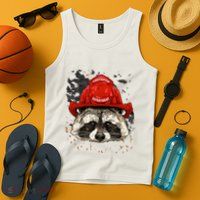 Firefighter Raccoon Fire Department Fireman Trash Panda Tank Top