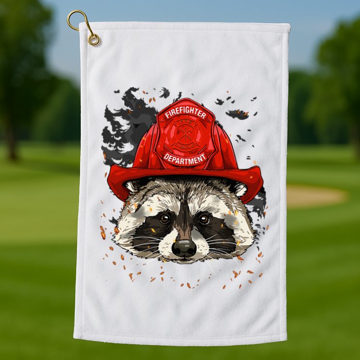 Firefighter Raccoon Fire Department Fireman Trash Panda Golf Towel