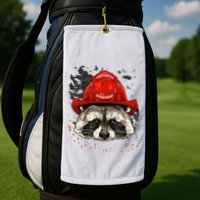 Firefighter Raccoon Fire Department Fireman Trash Panda Golf Towel