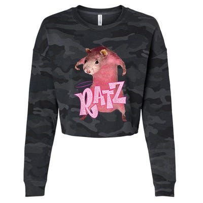 Funny Rat Funny Mouse Ratz Pink Ratz Mouse Meme Pink Rat Cropped Pullover Crew