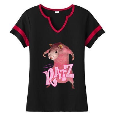 Funny Rat Funny Mouse Ratz Pink Ratz Mouse Meme Pink Rat Ladies Halftime Notch Neck Tee