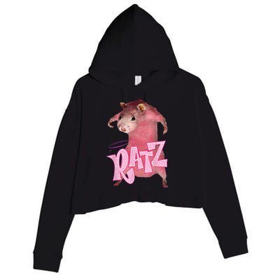 Funny Rat Funny Mouse Ratz Pink Ratz Mouse Meme Pink Rat Crop Fleece Hoodie