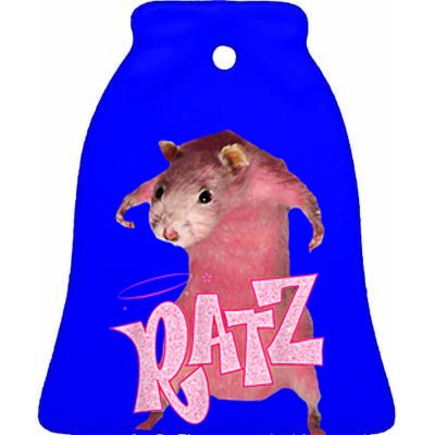 Funny Rat Funny Mouse Ratz Pink Ratz Mouse Meme Pink Rat Ceramic Bell Ornament