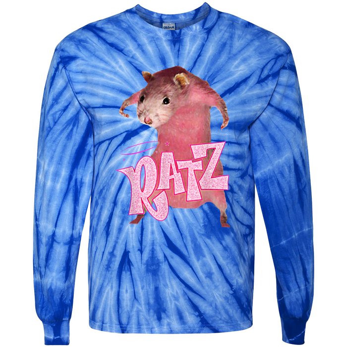 Funny Rat Funny Mouse Ratz Pink Ratz Mouse Meme Pink Rat Tie-Dye Long Sleeve Shirt