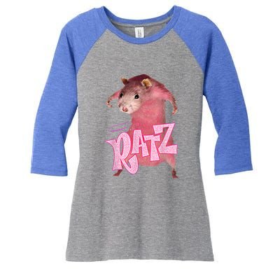 Funny Rat Funny Mouse Ratz Pink Ratz Mouse Meme Pink Rat Women's Tri-Blend 3/4-Sleeve Raglan Shirt