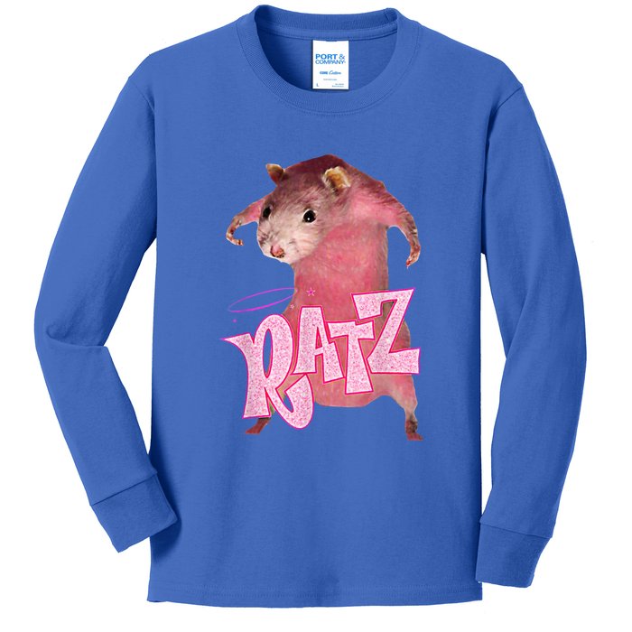 Funny Rat Funny Mouse Ratz Pink Ratz Mouse Meme Pink Rat Kids Long Sleeve Shirt