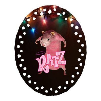 Funny Rat Funny Mouse Ratz Pink Ratz Mouse Meme Pink Rat Ceramic Oval Ornament