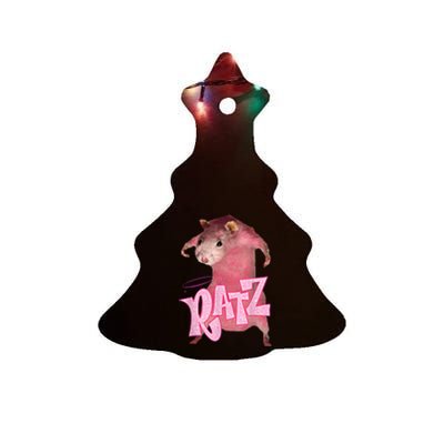 Funny Rat Funny Mouse Ratz Pink Ratz Mouse Meme Pink Rat Ceramic Tree Ornament