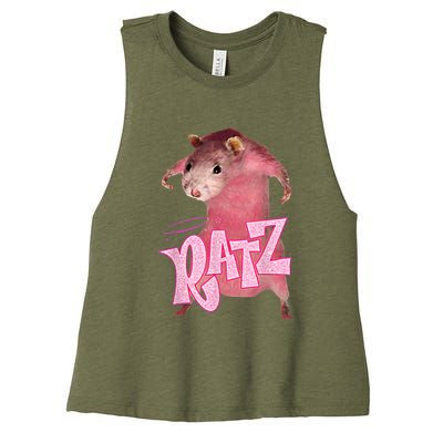 Funny Rat Funny Mouse Ratz Pink Ratz Mouse Meme Pink Rat Women's Racerback Cropped Tank