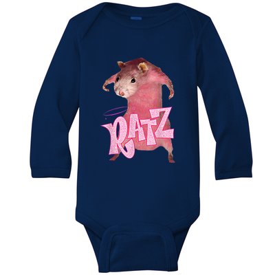 Funny Rat Funny Mouse Ratz Pink Ratz Mouse Meme Pink Rat Baby Long Sleeve Bodysuit