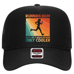 Funny Running For Mom Marathoner Runner Coach Racing  High Crown Mesh Back Trucker Hat