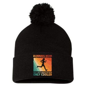 Funny Running For Mom Marathoner Runner Coach Racing  Pom Pom 12in Knit Beanie