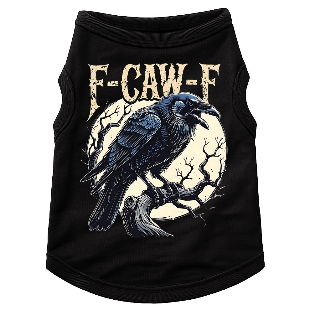 F-CAW-F Raven Funny Crow Pun Retro Gothic Aesthetic  Doggie Tank