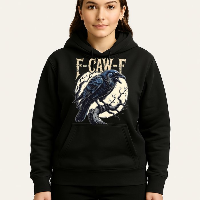 F-CAW-F Raven Funny Crow Pun Retro Gothic Aesthetic  Hoodie