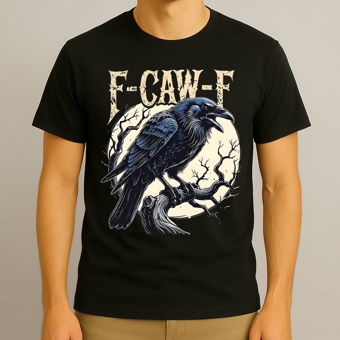 F-CAW-F Raven Funny Crow Pun Retro Gothic Aesthetic  T-Shirt