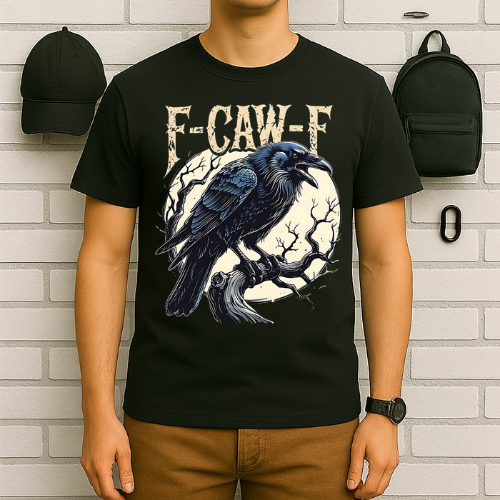 F-CAW-F Raven Funny Crow Pun Retro Gothic Aesthetic  T-Shirt