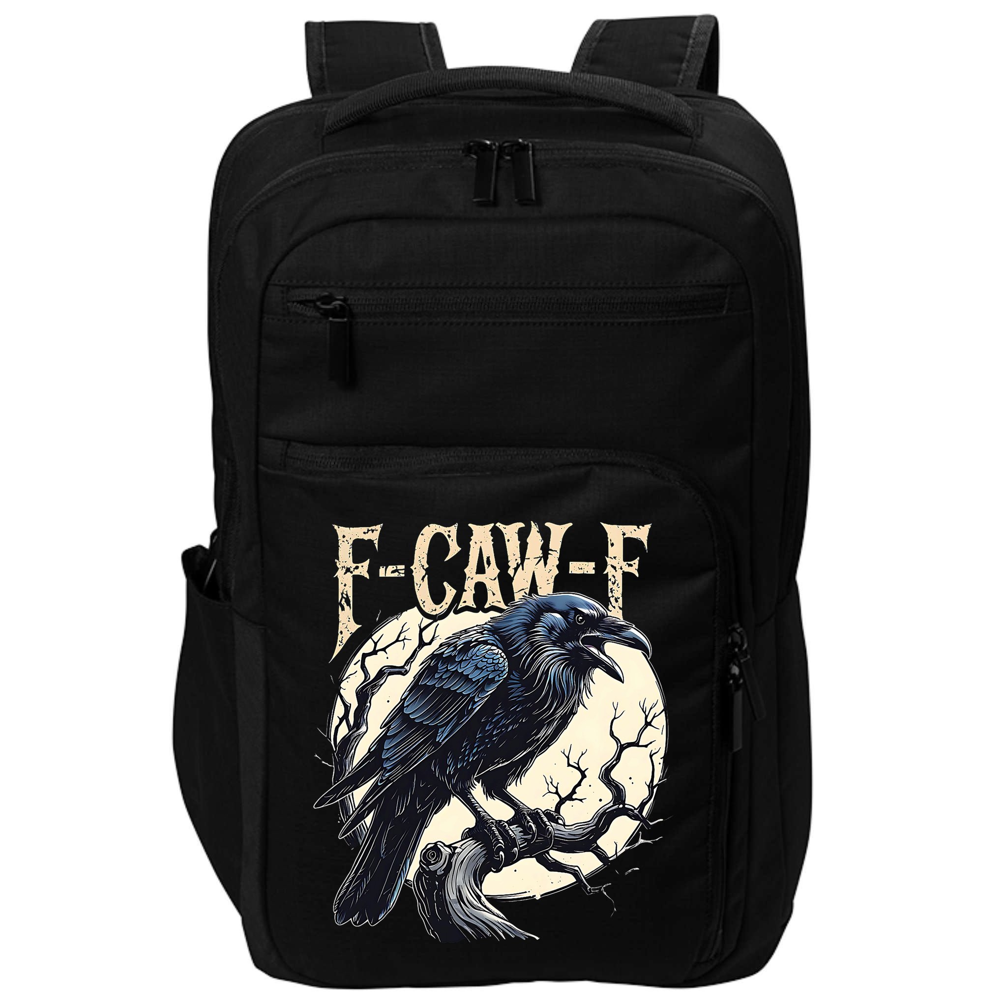 F-CAW-F Raven Funny Crow Pun Retro Gothic Aesthetic  Impact Tech Backpack