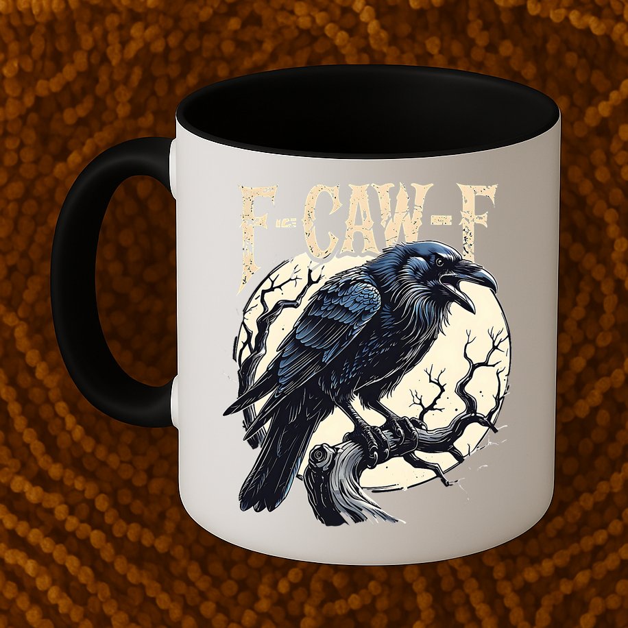 F-CAW-F Raven Funny Crow Pun Retro Gothic Aesthetic  Mug