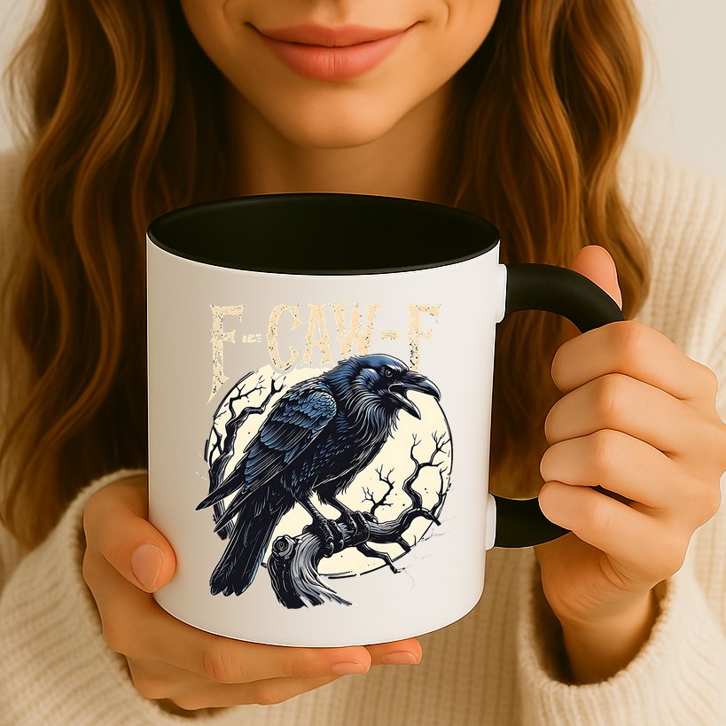 F-CAW-F Raven Funny Crow Pun Retro Gothic Aesthetic  Mug