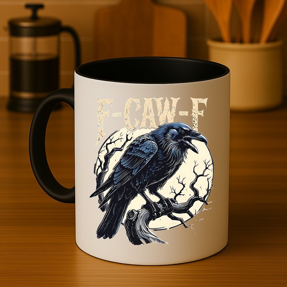 F-CAW-F Raven Funny Crow Pun Retro Gothic Aesthetic  Mug