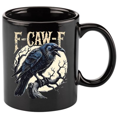 F-CAW-F Raven Funny Crow Pun Retro Gothic Aesthetic  11oz C Handle Ceramic Mug