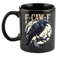 F-CAW-F Raven Funny Crow Pun Retro Gothic Aesthetic  11oz C Handle Ceramic Mug