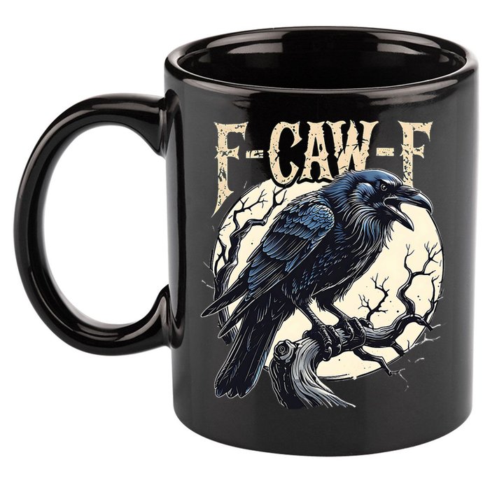 F-CAW-F Raven Funny Crow Pun Retro Gothic Aesthetic  11oz C Handle Ceramic Mug