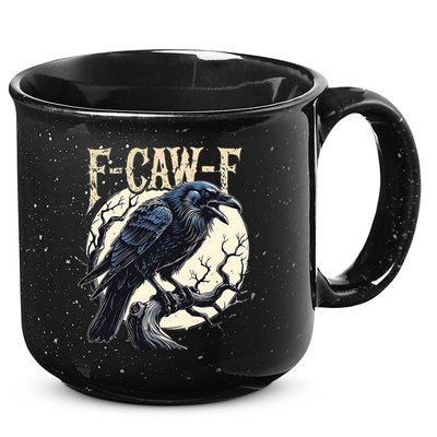 F-CAW-F Raven Funny Crow Pun Retro Gothic Aesthetic  15oz Campfire Ceramic Mug