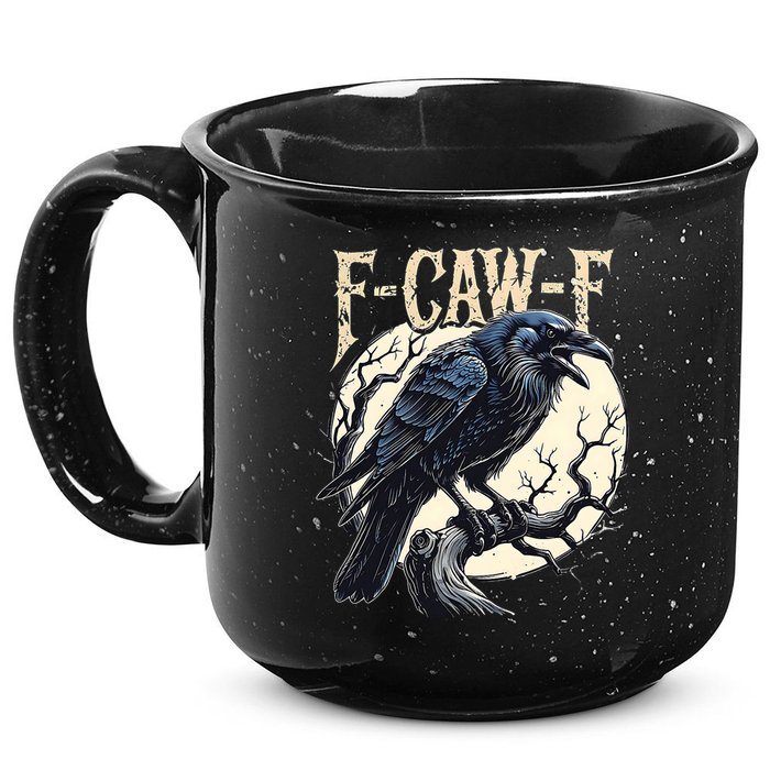 F-CAW-F Raven Funny Crow Pun Retro Gothic Aesthetic  15oz Campfire Ceramic Mug