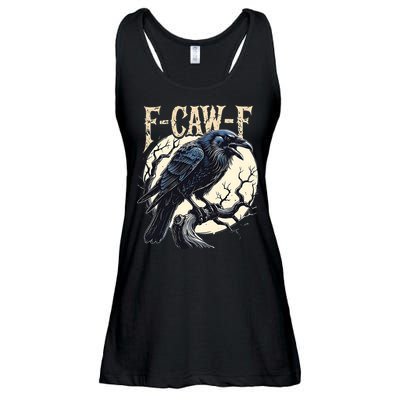 F-CAW-F Raven Funny Crow Pun Retro Gothic Aesthetic  Ladies Essential Flowy Tank