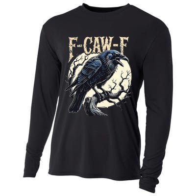 F-CAW-F Raven Funny Crow Pun Retro Gothic Aesthetic  Cooling Performance Long Sleeve Crew