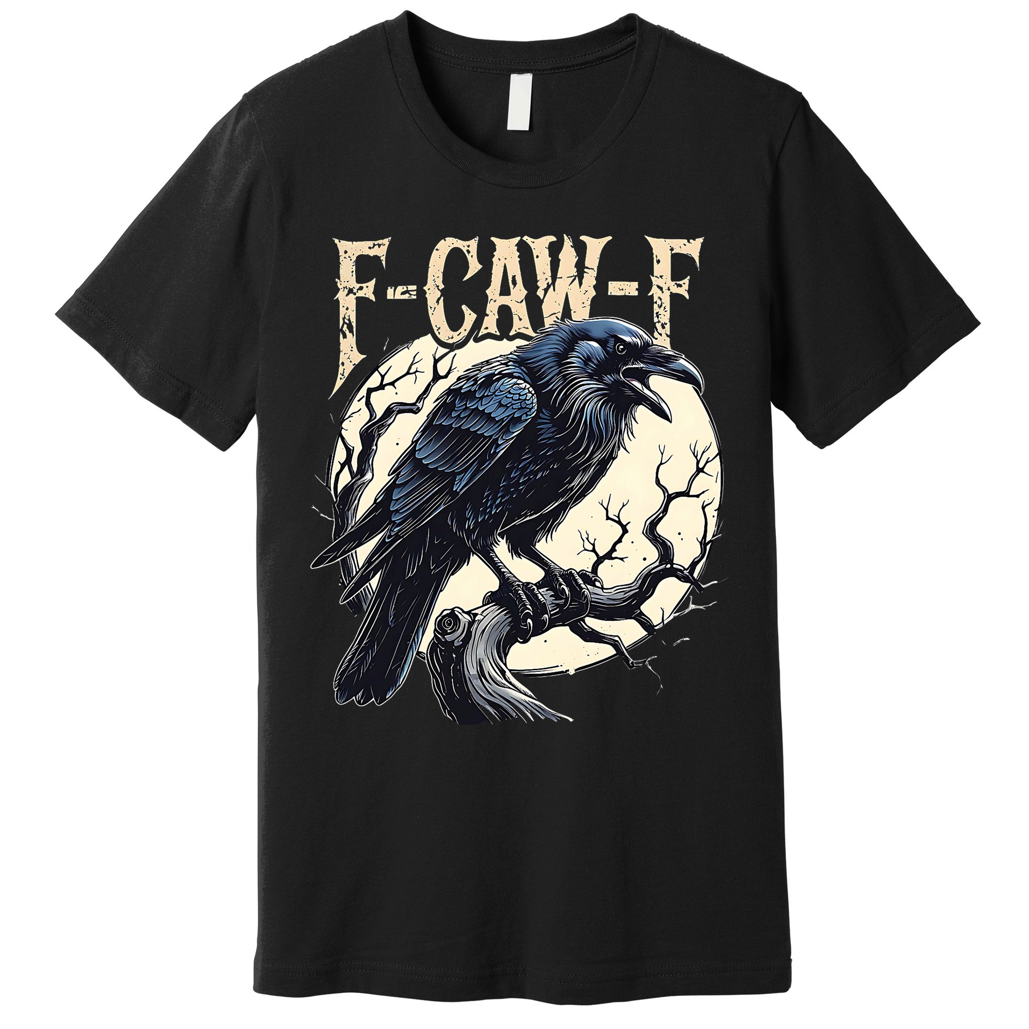 F-CAW-F Raven Funny Crow Pun Retro Gothic Aesthetic  Premium T-Shirt