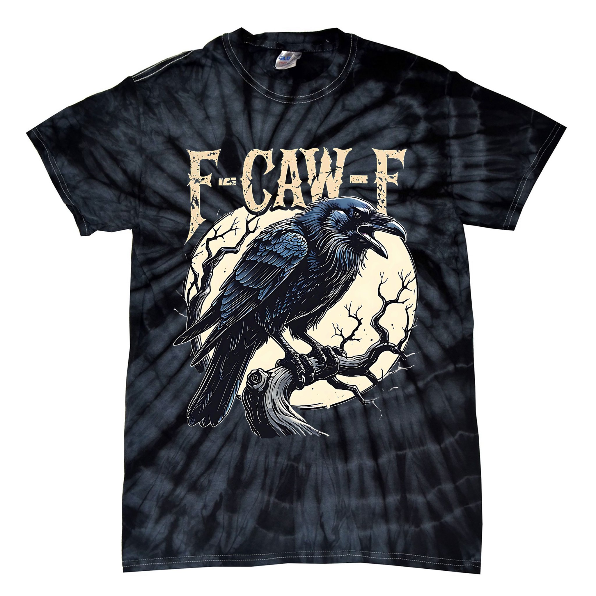 F-CAW-F Raven Funny Crow Pun Retro Gothic Aesthetic  Tie-Dye T-Shirt