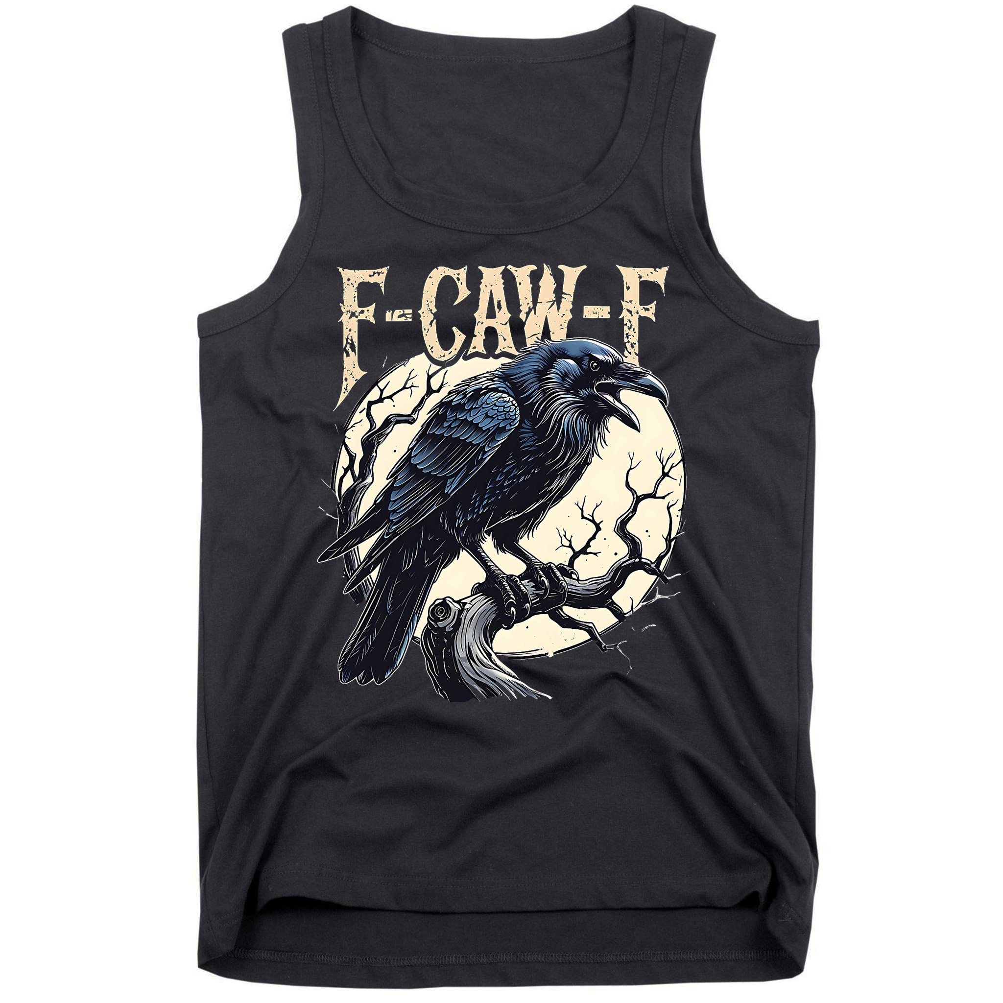 F-CAW-F Raven Funny Crow Pun Retro Gothic Aesthetic  Tank Top