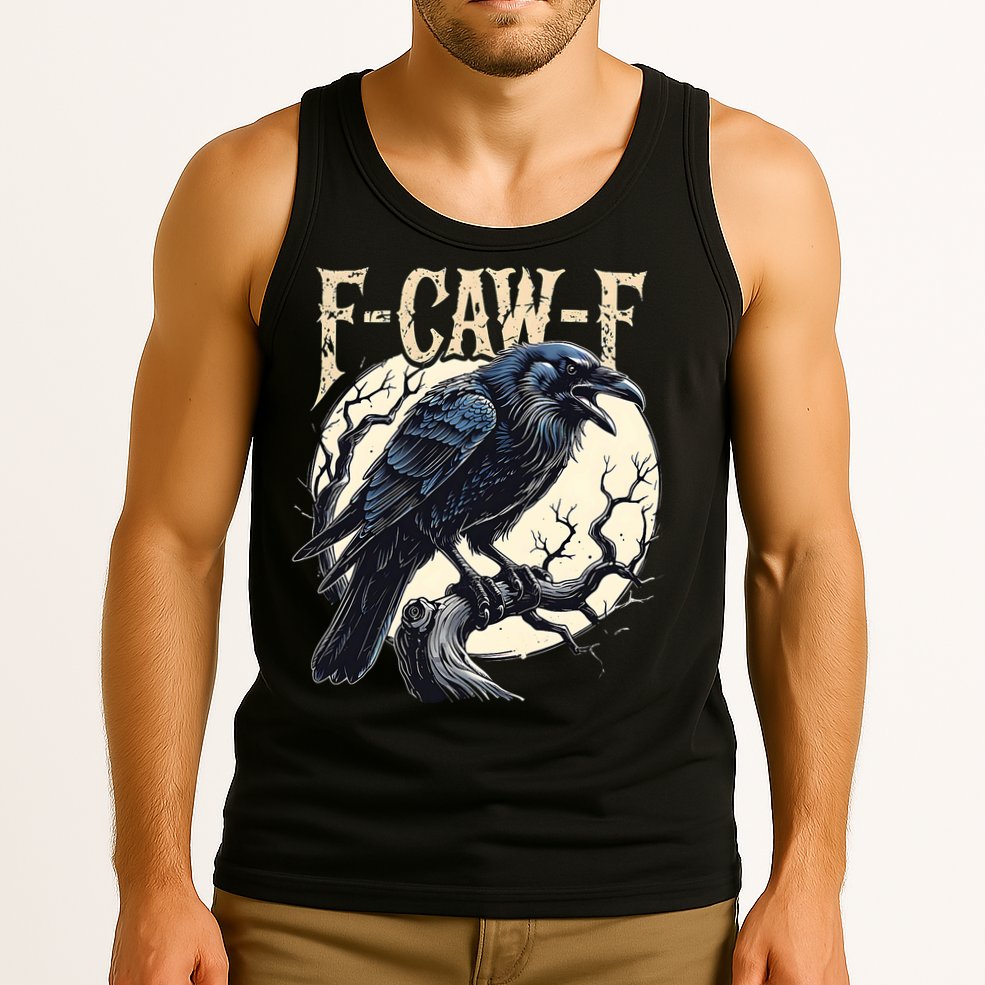 F-CAW-F Raven Funny Crow Pun Retro Gothic Aesthetic  Tank Top