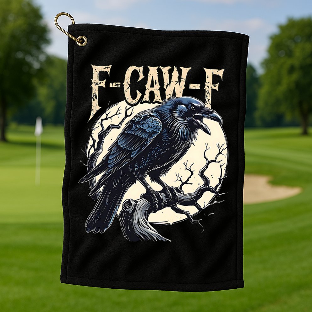 F-CAW-F Raven Funny Crow Pun Retro Gothic Aesthetic  Golf Towel