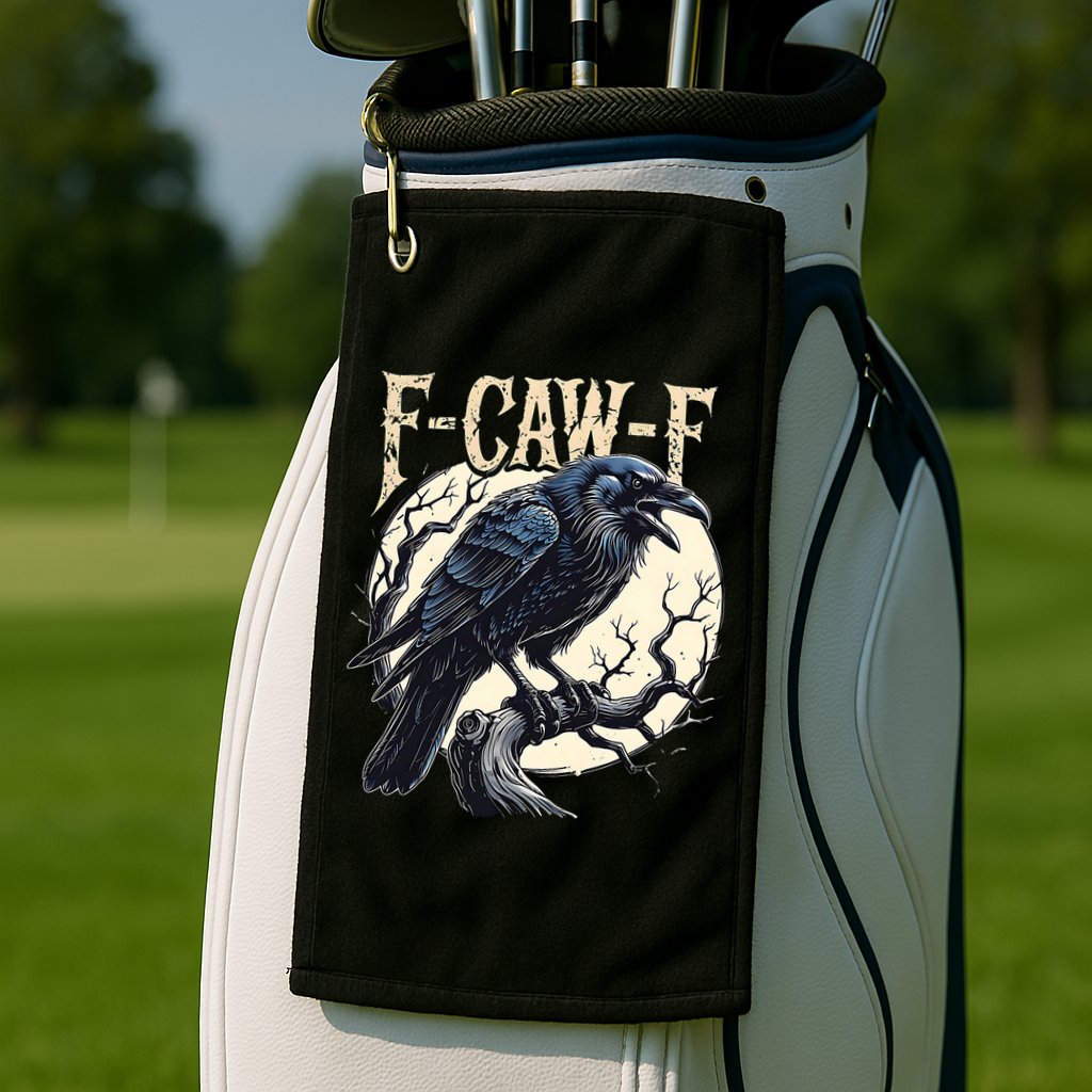F-CAW-F Raven Funny Crow Pun Retro Gothic Aesthetic  Golf Towel