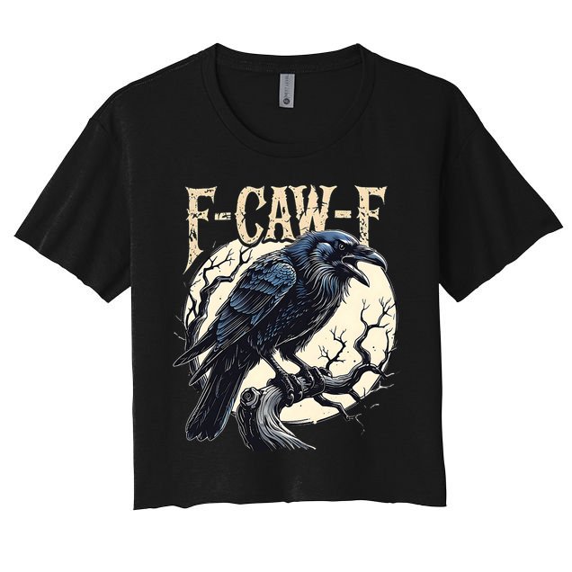 F-CAW-F Raven Funny Crow Pun Retro Gothic Aesthetic  Crop Top