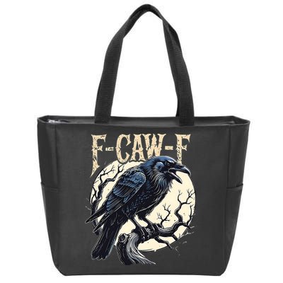 F-CAW-F Raven Funny Crow Pun Retro Gothic Aesthetic  Zip Tote Bag