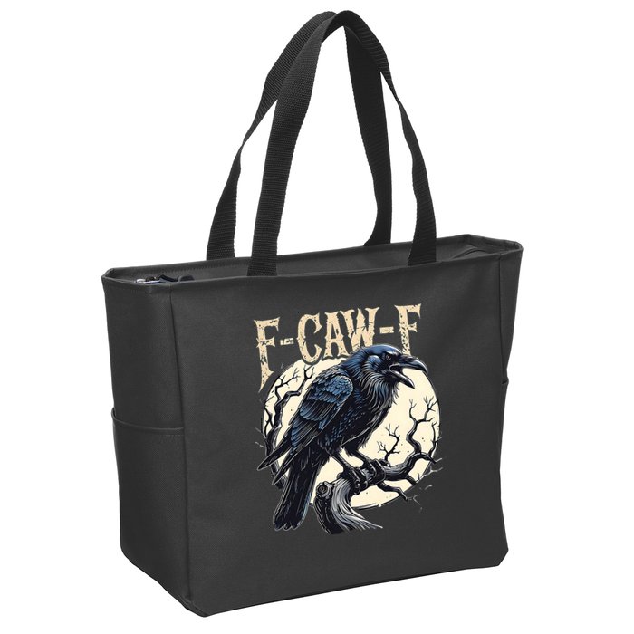 F-CAW-F Raven Funny Crow Pun Retro Gothic Aesthetic  Zip Tote Bag
