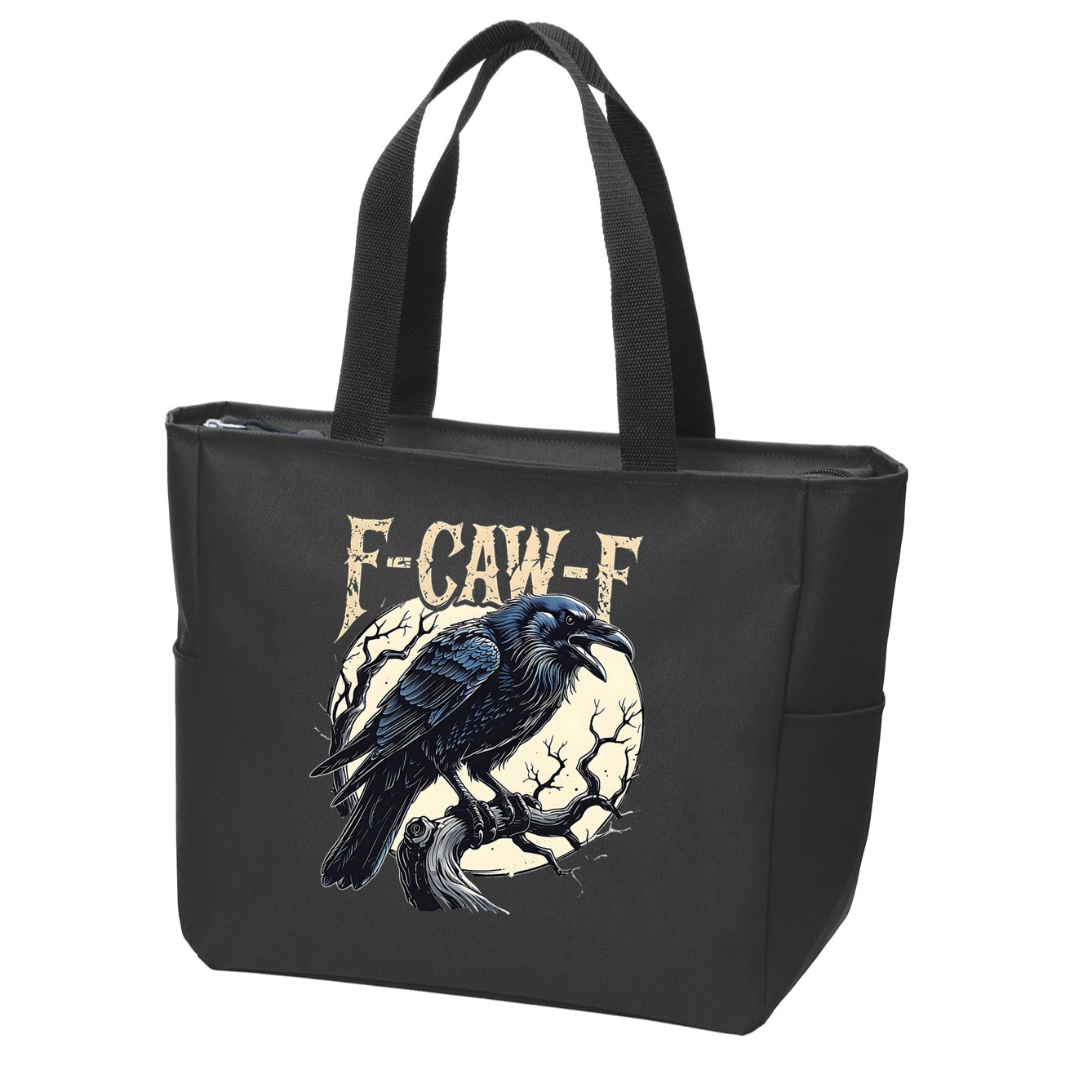 F-CAW-F Raven Funny Crow Pun Retro Gothic Aesthetic  Zip Tote Bag