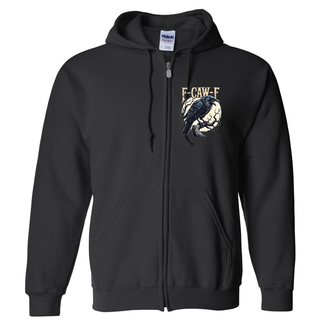 F-CAW-F Raven Funny Crow Pun Retro Gothic Aesthetic  Full Zip Hoodie
