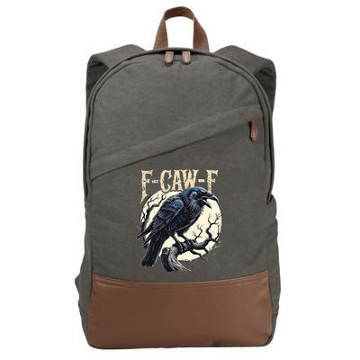 F-CAW-F Raven Funny Crow Pun Retro Gothic Aesthetic  Cotton Canvas Backpack