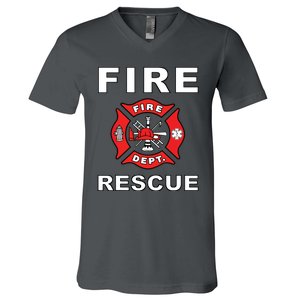 FIRE RESCUE FIRE FIGHTER FIREMAN V-Neck T-Shirt