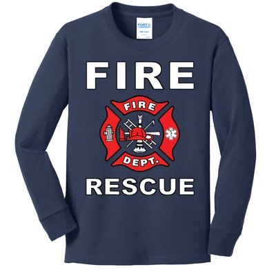 FIRE RESCUE FIRE FIGHTER FIREMAN Kids Long Sleeve Shirt