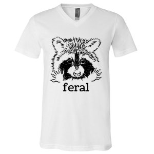 Feral Raccoon V-Neck T-Shirt