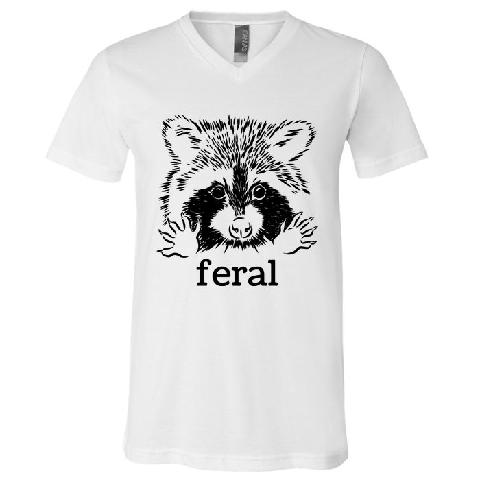 Feral Raccoon V-Neck T-Shirt