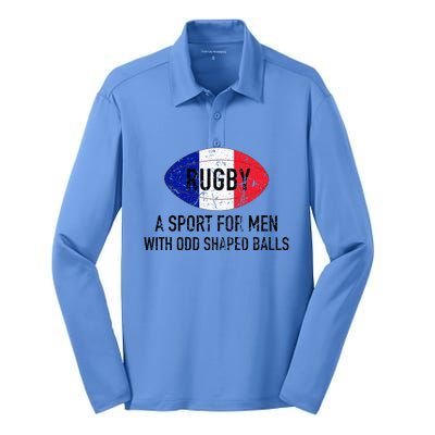 France Rugby Flag With Strange Shaped Balls Silk Touch Performance Long Sleeve Polo