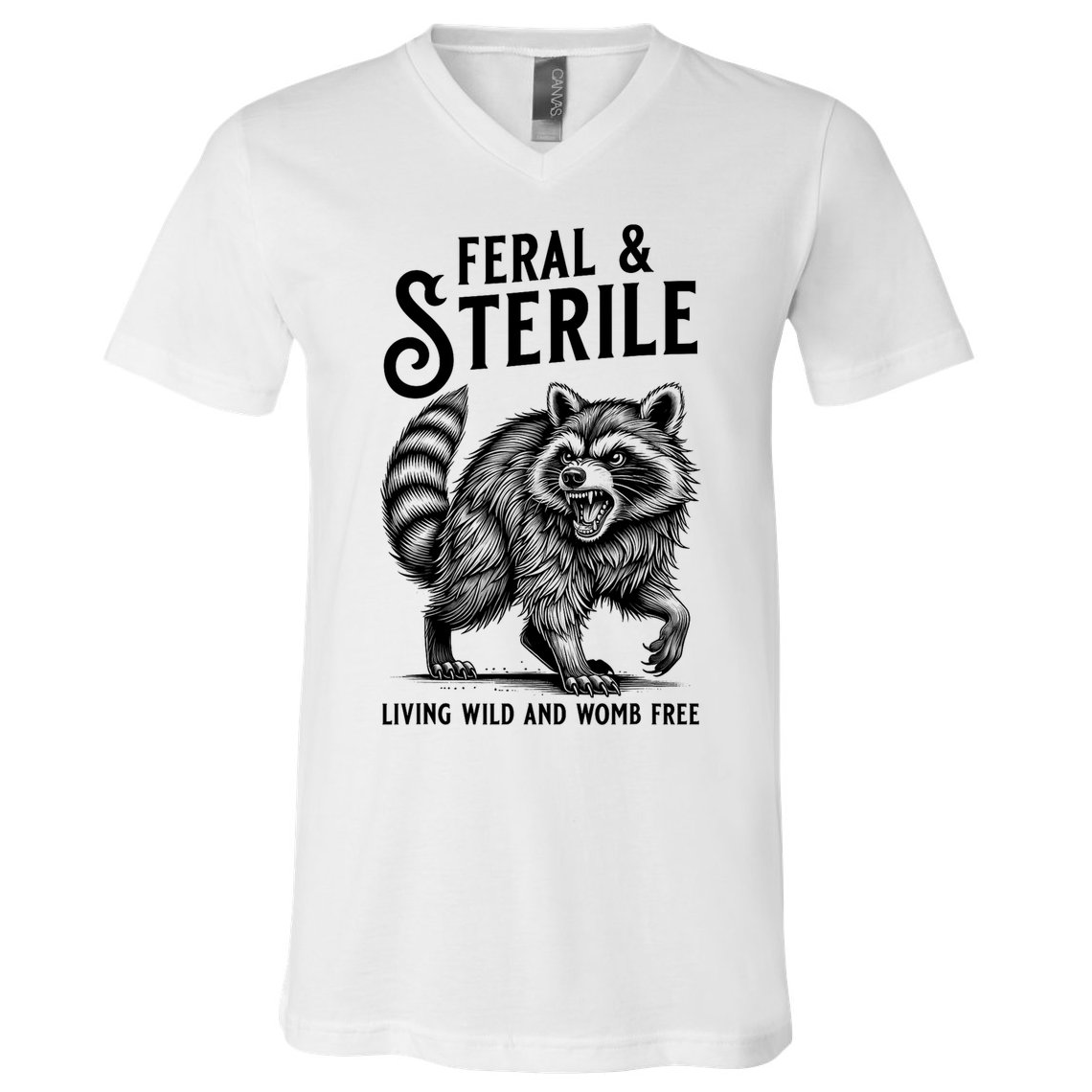 Feral Raccoon Funny Hysterectomy Recovery Present  V-Neck T-Shirt