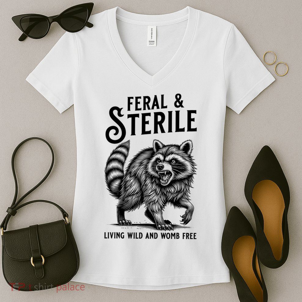Feral Raccoon Funny Hysterectomy Recovery Present  Women's V-Neck T-Shirt